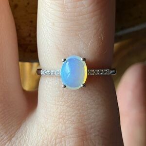 Natural Ethiopian Opal Sterling Silver Ring Size 8